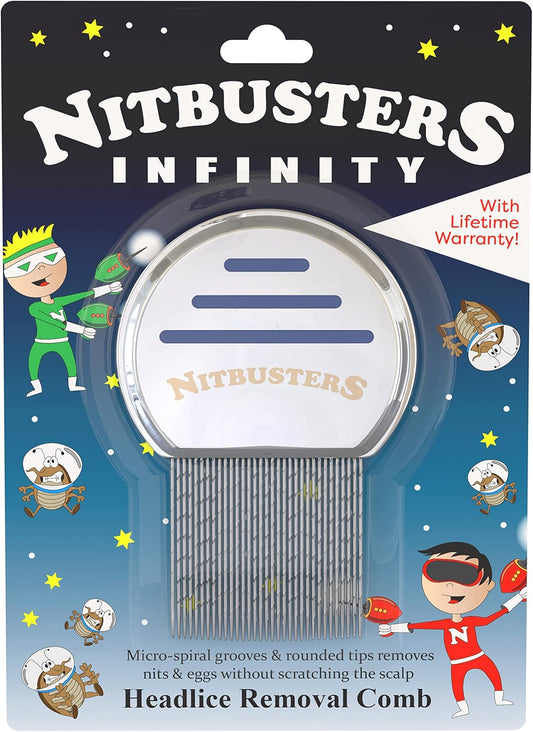 Nitbusters Infinity Stainless Steel Metal Headlice Nit Removal Comb With Spiral Grooves