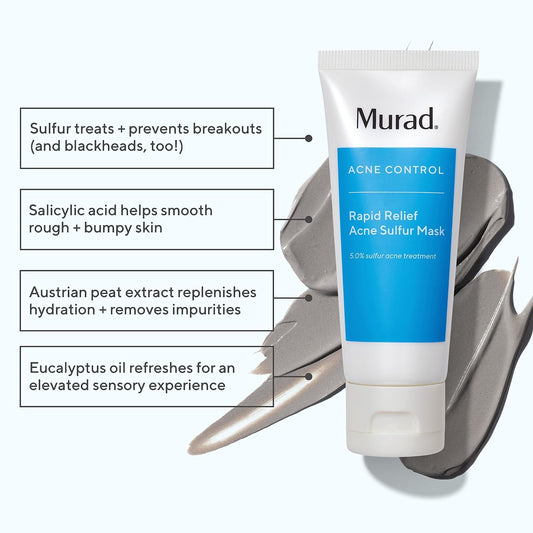 Murad Rapid Relief Acne Sulfur Mask - Acne Control Clay Face Mask With Salicylic Acid - 2.5 Fl Oz