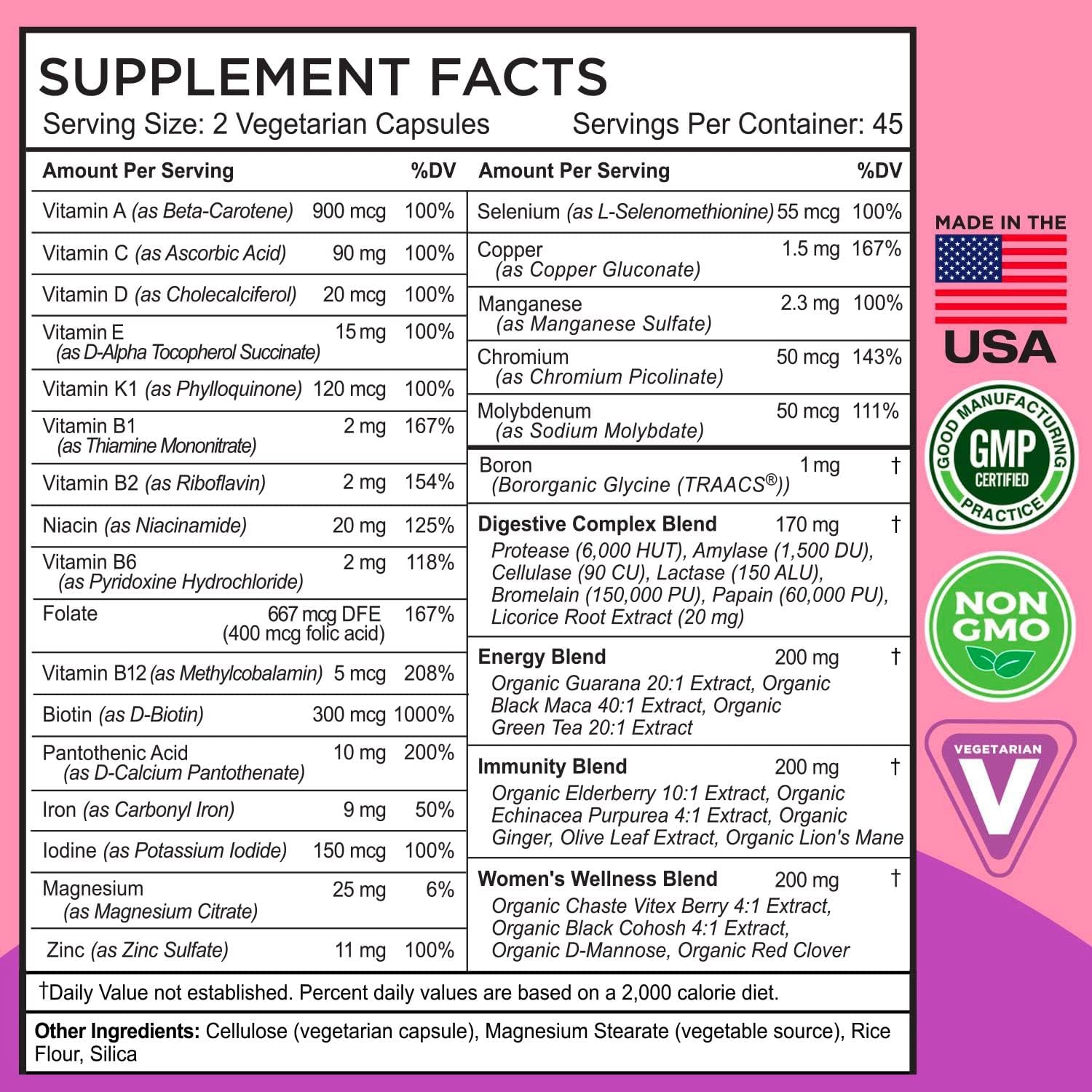 FarmHaven Multivitamin for Women | 22 Essential Nutrients, Fruits & Veggies Womens Multivitamin | Whole Food Multivitamin Boosts Energy, Immune, Heart Health | Womens Daily Vitamins - 90 Capsules : Health & Household