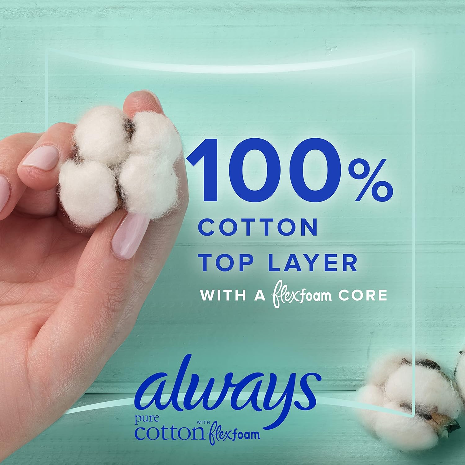 Always, Pure Cotton with FlexFoam Pads for Women Size 5, 18 Count : Health & Household