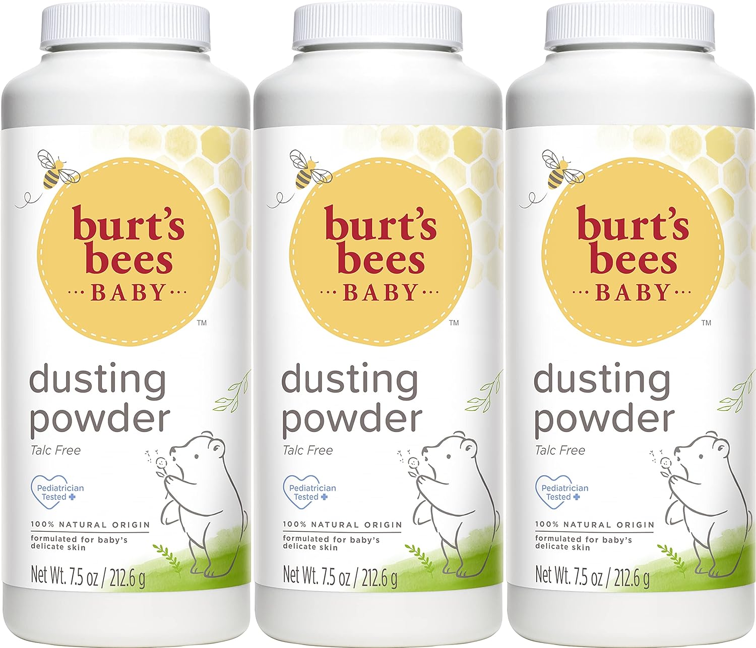 Burt's Bees Baby Powder, Hypoallergenic Dusting Powder, Non-Irritating, Calming Skin Care, All Natural, Talc Free,7.5 Ounce (Pack of 3)