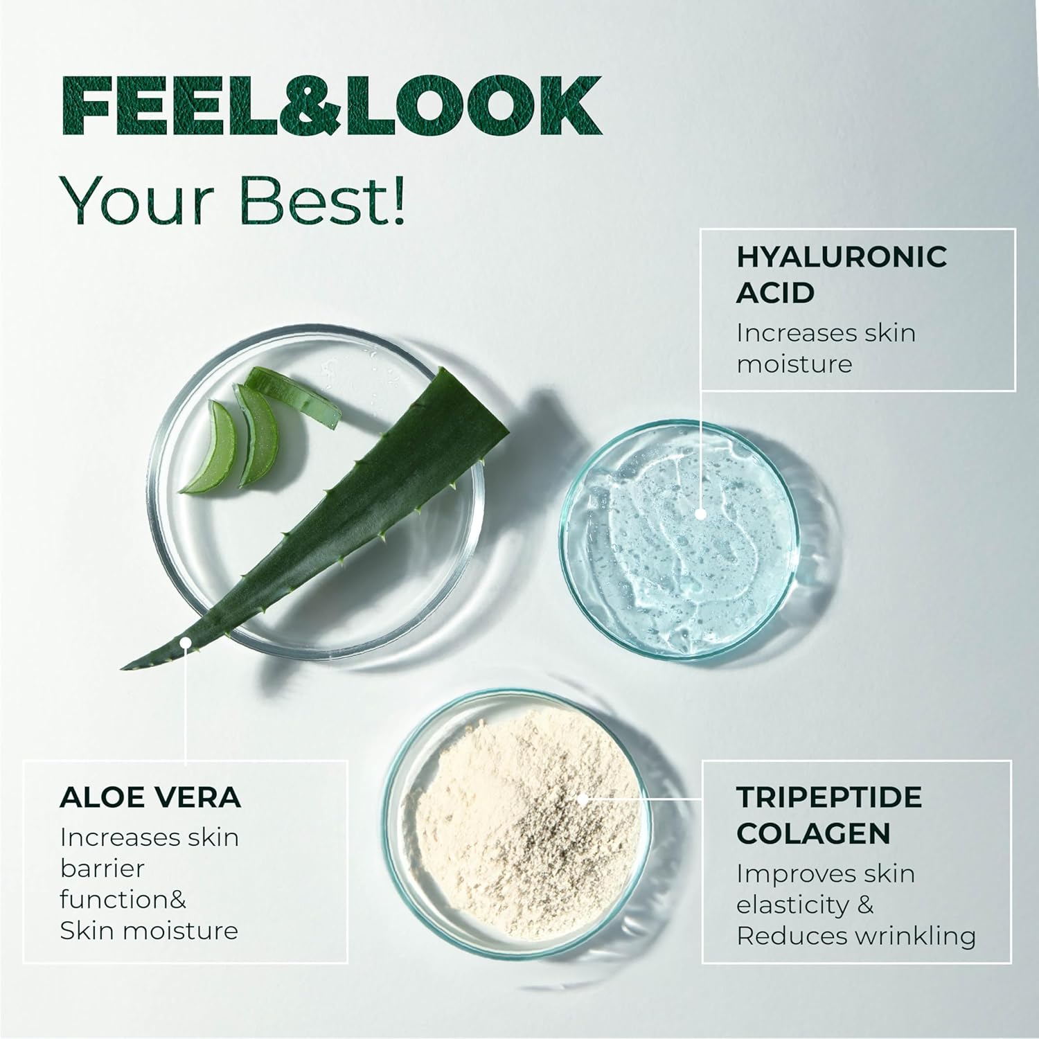 Marine Collagen And Hyaluronic Acid Supplements, Aloe Vera Leaf Gel And Vitamin E Collagen Peptides Pills–Collagen Supplements With Hyaluronic Acid For Hair Skin Nails-90 Collagen Caps : Health & Household