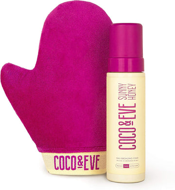 Coco & Eve Sunny Honey Bali Bronzing Self Tanner Mousse Set (Ultra Dark) - All Natural Sunless Tanning Mousse | Instant Self Tanning Lotion With Bronzer With Self Tanning Mitt Applicator (200Ml)