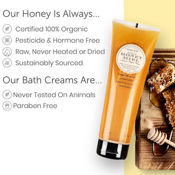 Perlier Sweet Honey Miel Shower & Bath Cream - Nourishing & Soothing Luxury Bath Cream Made With 100% Organic Italian Honey For Deep Moisturization And Hydration (101.4 Oz, 101.3 Fl. Oz)