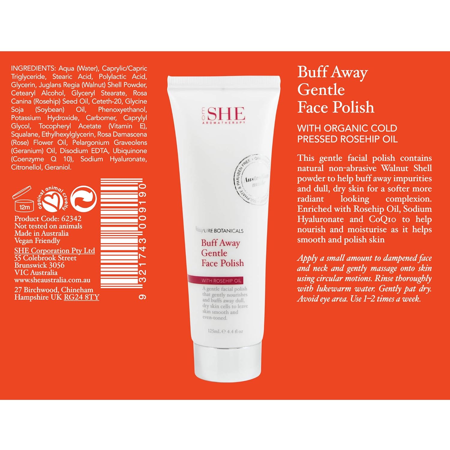 Om She Aromatherapy Rosehip Oil Buff Away Gentle Face Polish : Health & Household