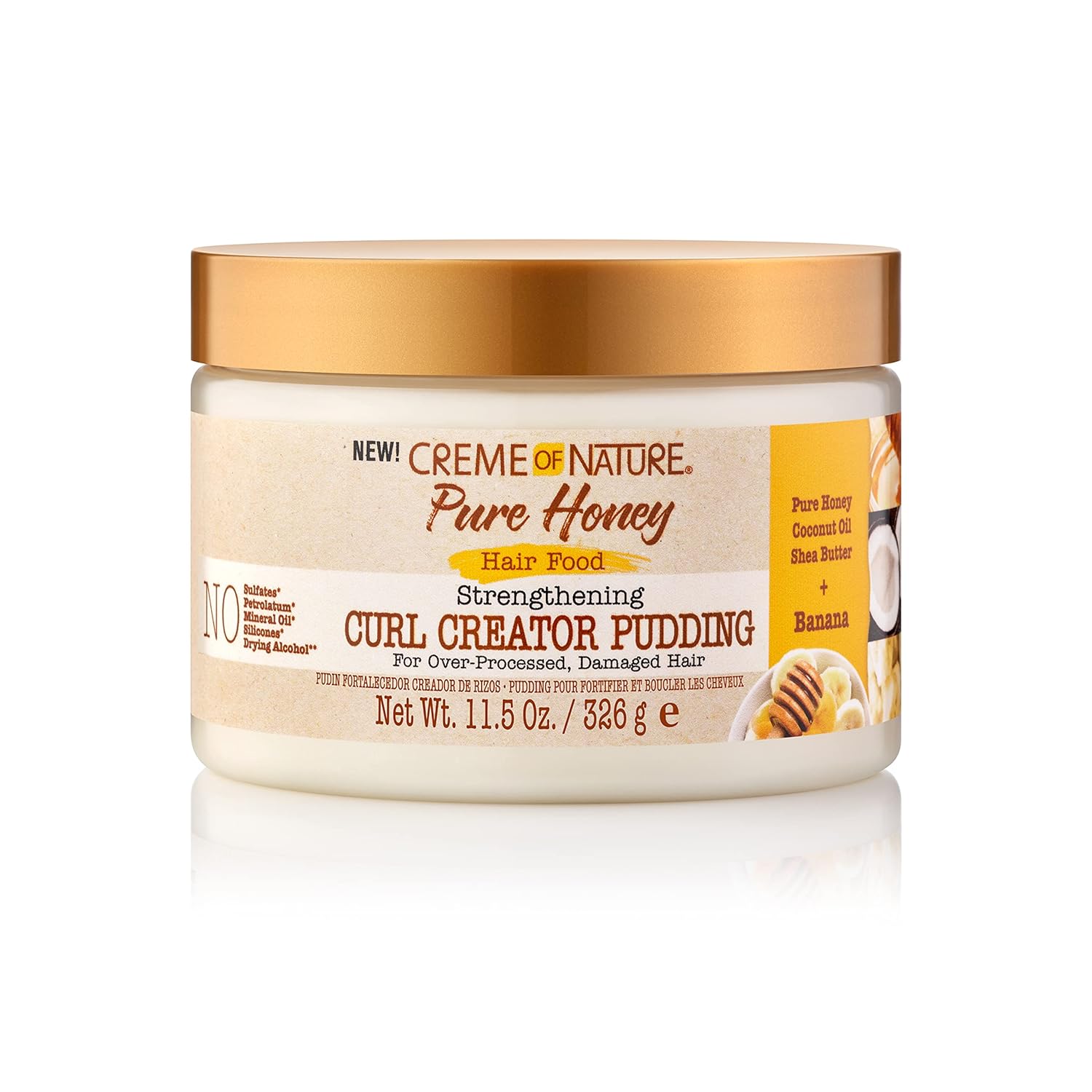 Creme Of Nature, Curl Pudding, Pure Honey And Banana Collection, For Over Processed Damages Hair, 4.7 Fl Oz
