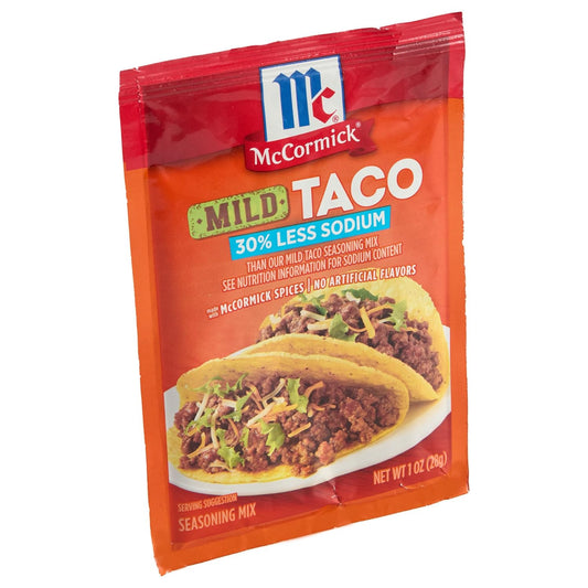 McCormick 30% Less Sodium Mild Taco Seasoning Mix, 1 oz (Pack of 12)