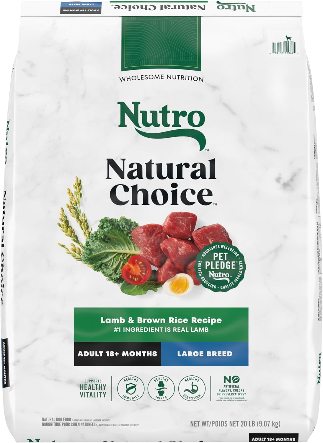 Nutro Natural Choice Adult Large Breed Dry Dog Food, Lamb And Brown Rice Recipe, 20 Lbs