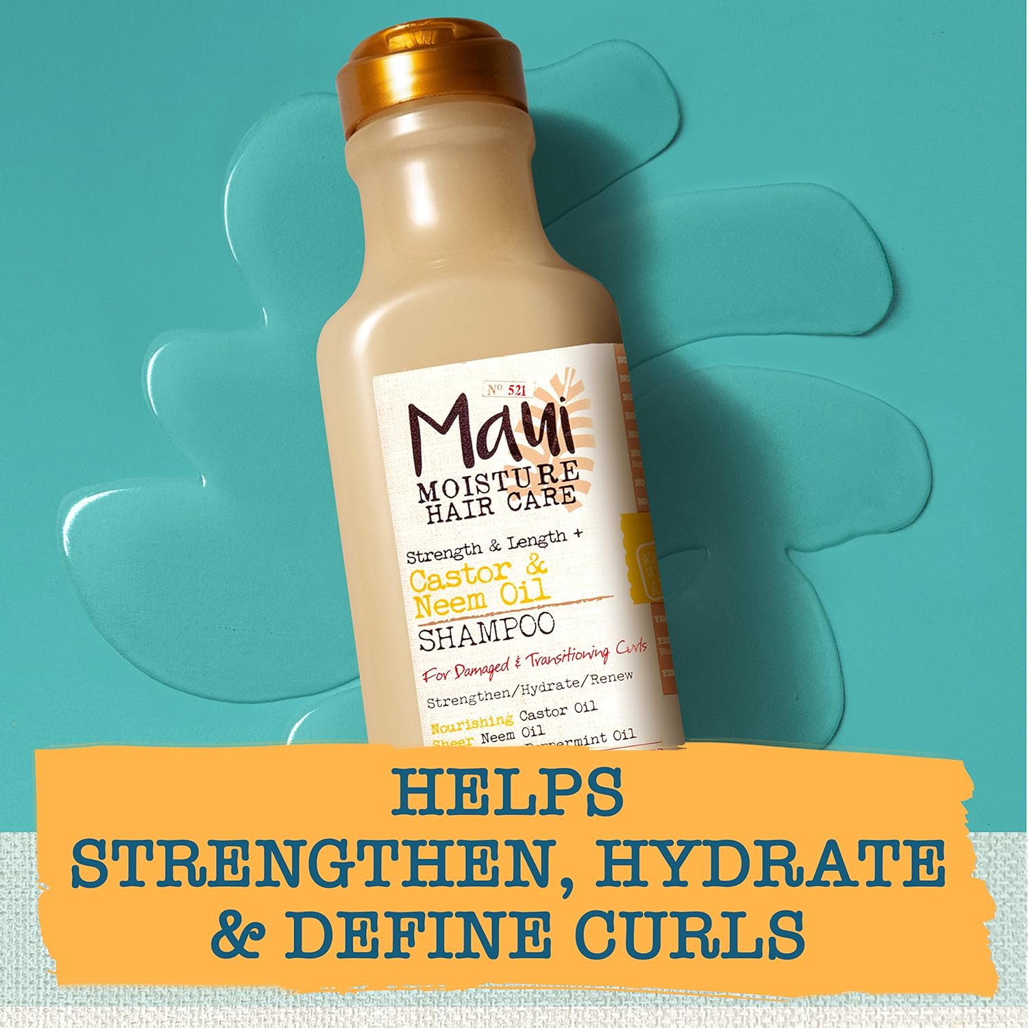 Maui Moisture Strength & Length + Castor & Neem Oil Shampoo, Curly Hair Product for Dry, Damaged Hair, 13 Fl Oz : Beauty & Personal Care