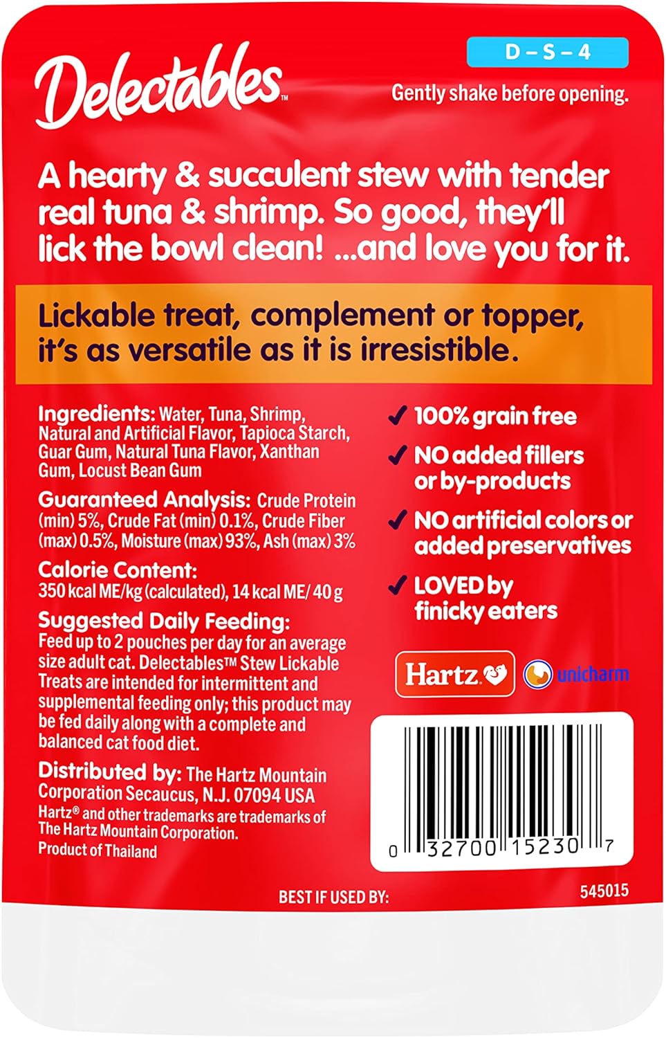 Hartz Delectables Stew Lickable Wet Cat Treats for Adult & Senior Cats, Tuna & Shrimp, 12 Count, 1.4 Ounce (Pack of 12) : Pet Supplies