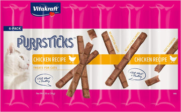 Vitakraft PurrSticks Meaty Cat Sticks - Chicken - Segmented and Breakable Meatstick - Deliciously Tender