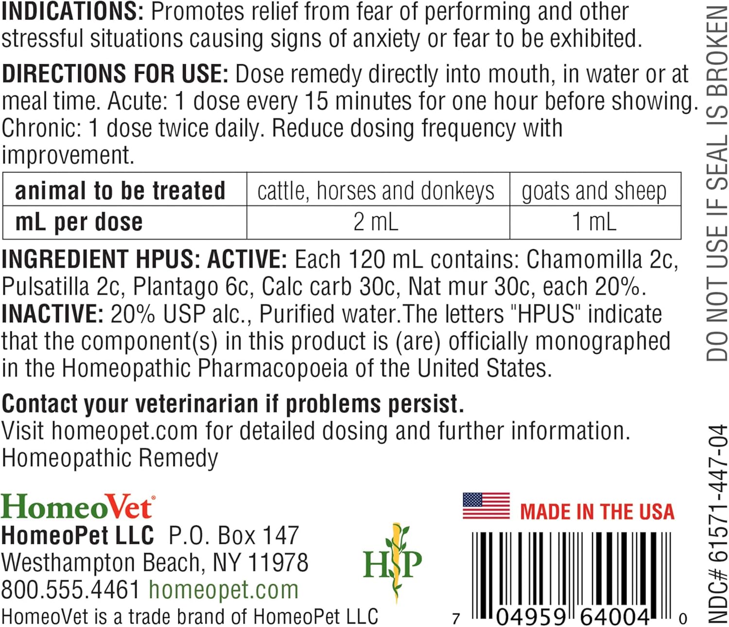 Homeopet Equiopathics Pre-Performance Stress Drops, 120Ml