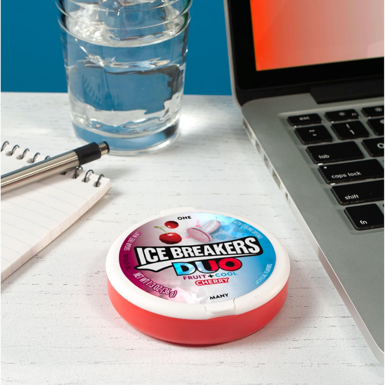 Ice Breakers Duo Fruit Plus Cool Cherry Sugar Free Breath Mints Tins, 1.3 Oz (8 Count)