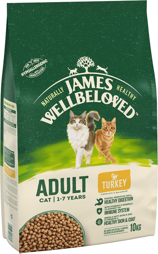 James Wellbeloved Adult Turkey 10 kg Bag, Hypoallergenic Dry Cat Food?03JW8