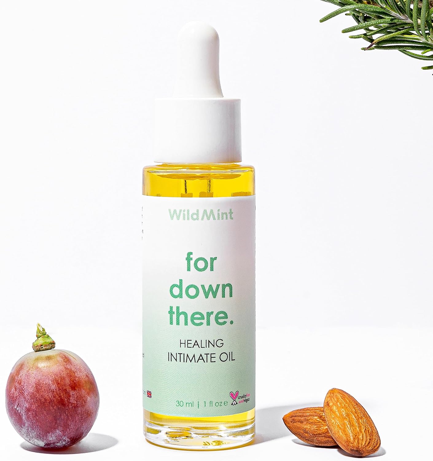 WildMint Healing Intimate Oil for down there | Ingrown Hairs, Razor Bumps After Shaving Bikini Line | Fragrance-Free Natural Itch Relief for Dry Skin | UK Made Vegan & Cruelty-Free Skincare | 30ml