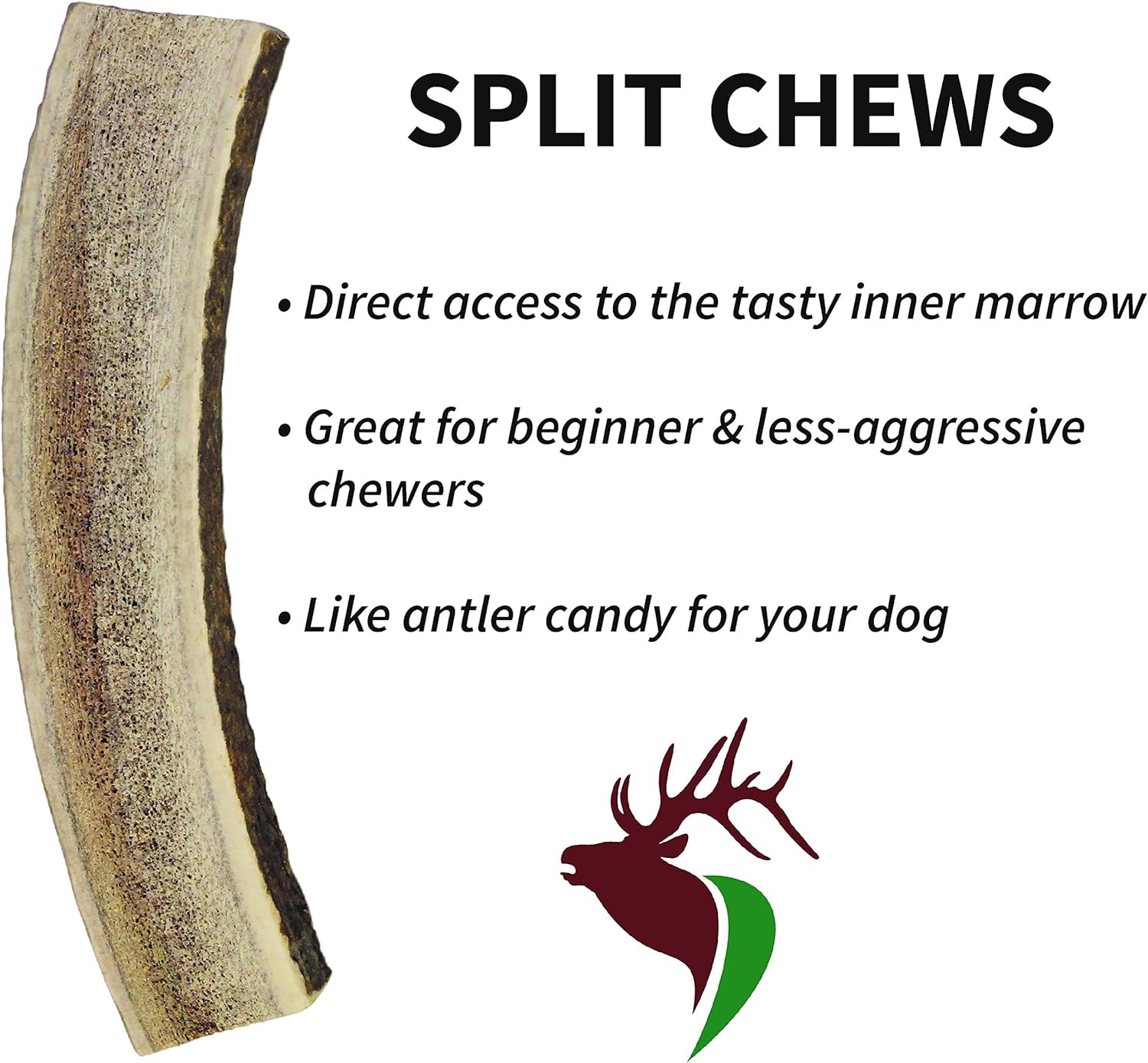 Elkhorn Premium Chews - Medium Split Twin Pack (for 20-40 lb Dogs and Puppies) Premium Grade Elk Antlers for Dogs (2 Pieces) Sourced in The USA : Pet Supplies