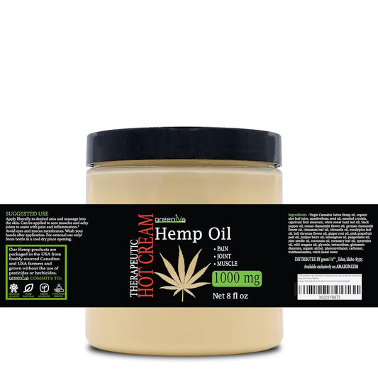 Greenive Hemp Hot Cream Soothing Moisturizing Hemp Hot Cream Exclusively On Amazon (1,000Mg Jar)
