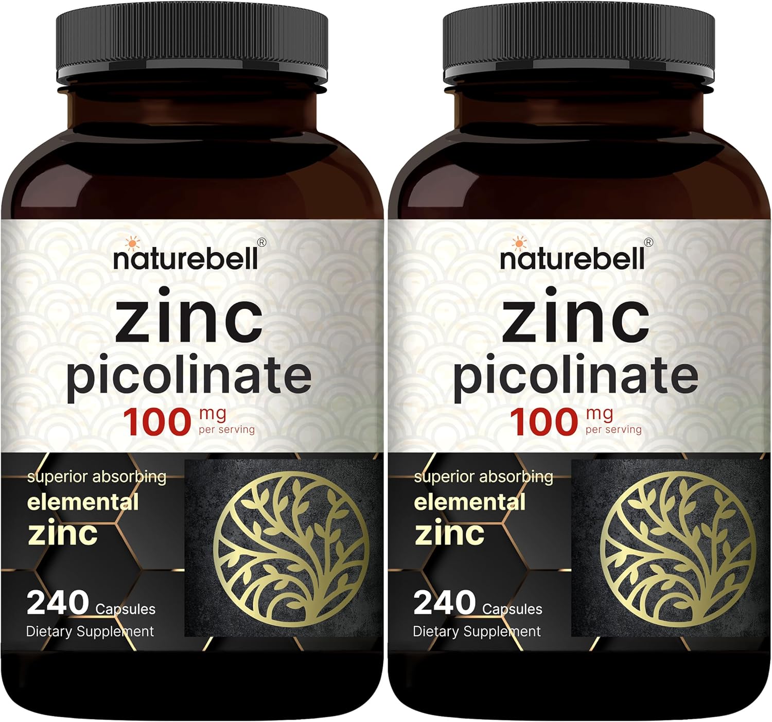 Naturebell Zinc Picolinate 100Mg, 480 Count Capsules - Supports Immune System And Enzyme Function