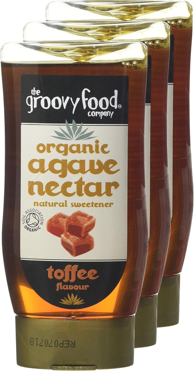 The Groovy Food Company, Organic Agave Nectar Toffee Flavour 250Ml, (Bundle Of 3)