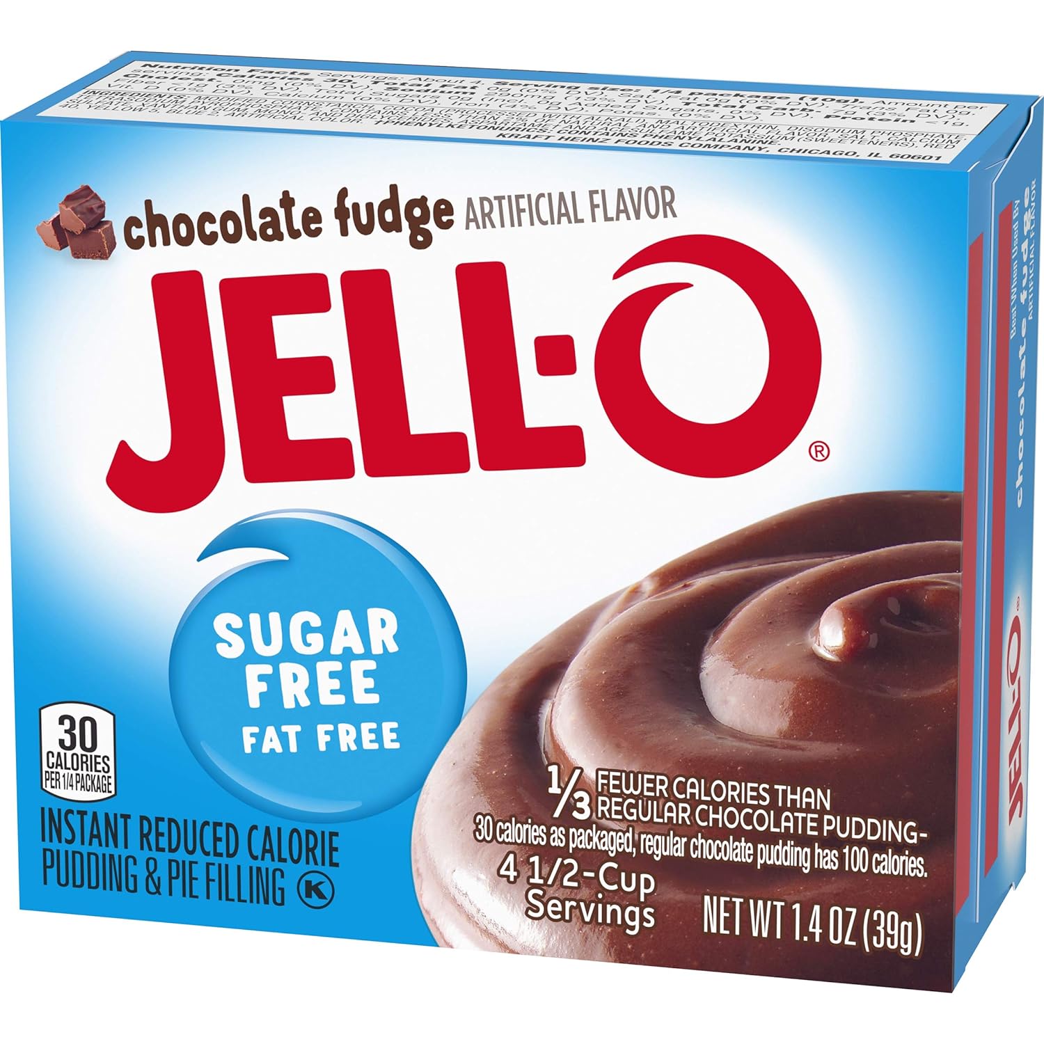 Jell-O Chocolate Fudge Sugar Free & Fat Free Instant Pudding & Pie Filling Mix (1.4 Oz Box) Pack Of 24