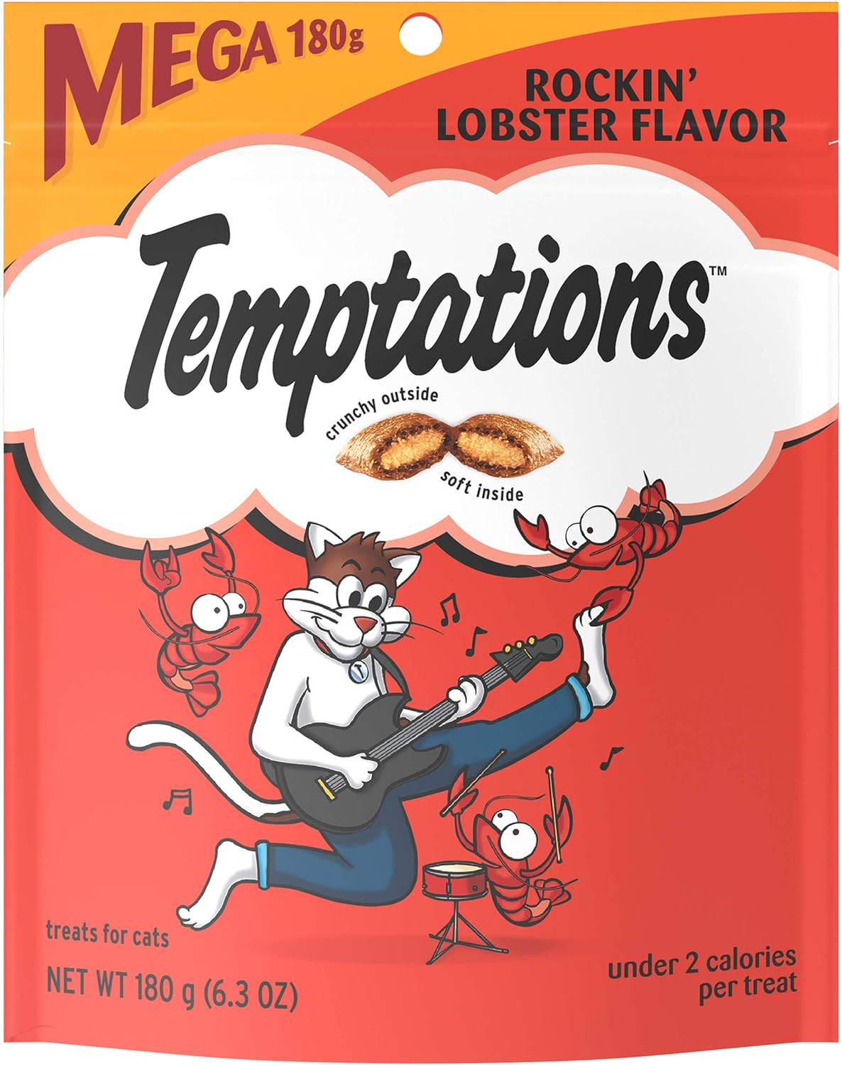 TEMPTATIONS Cat Treats Rockin' Lobster Flavor, 6.3 oz. Pouches, Pack of 10