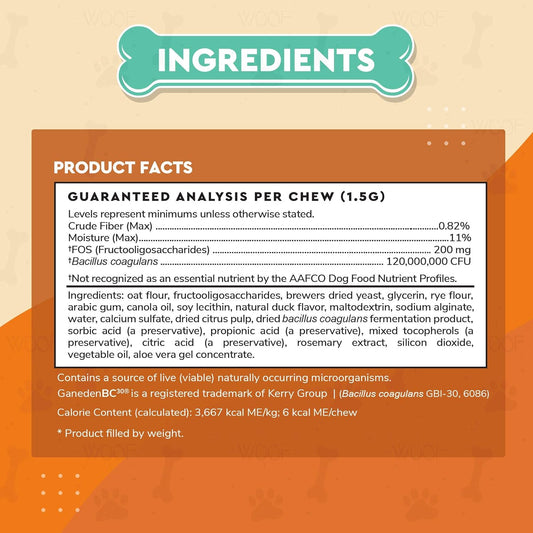 Probiotics For Dogs – Daily Probiotic Supports Gut Health, Digestion, Gas, Bloating, Constipation, Stomach Relief & Immune Support - With Natural Probiotic & Prebiotic – 90 Probiotic Chews