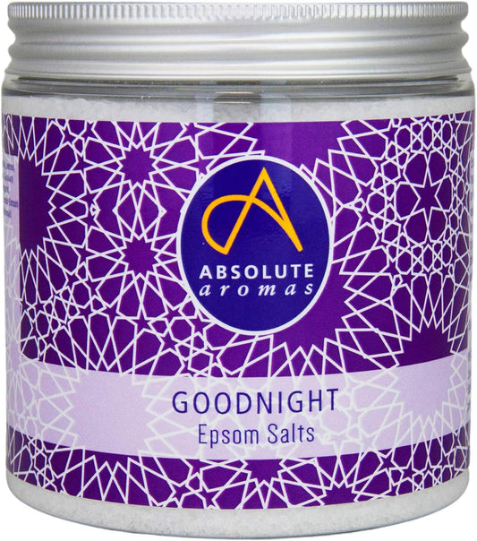 Absolute Aromas Goodnight Epsom Salt 575G - Magnesium Sulphate Infused With 100% Pure Lavender, Chamomile, Geranium Essential Oils