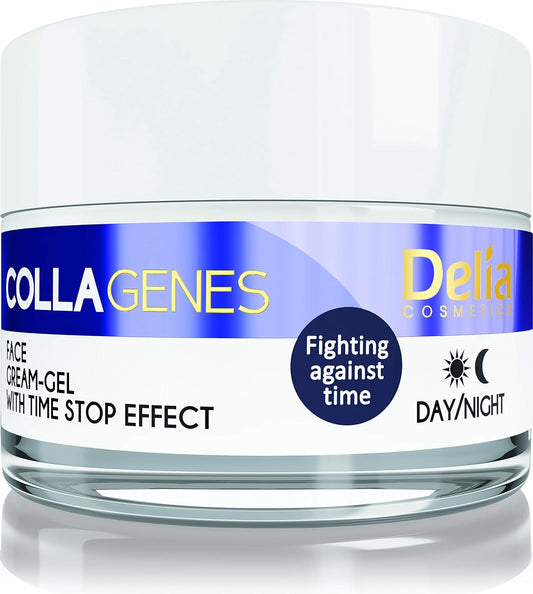 Delia Cosmetics - Collagenes Face Cream Gel - Antioxidant Complex Coloidal Gold & Collagen - Firm, Soft Skin - Anti Aging - Day & Night - 50Ml