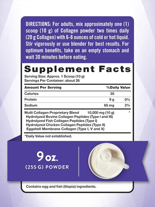 Nature'S Truth Multi Collagen Powder | 9 Oz | Type I, Ii, Iii, V, X | Hydrolyzed Collagen Peptide Protein Powder | Keto And Paleo Friendly | Unflavored | Gluten Free