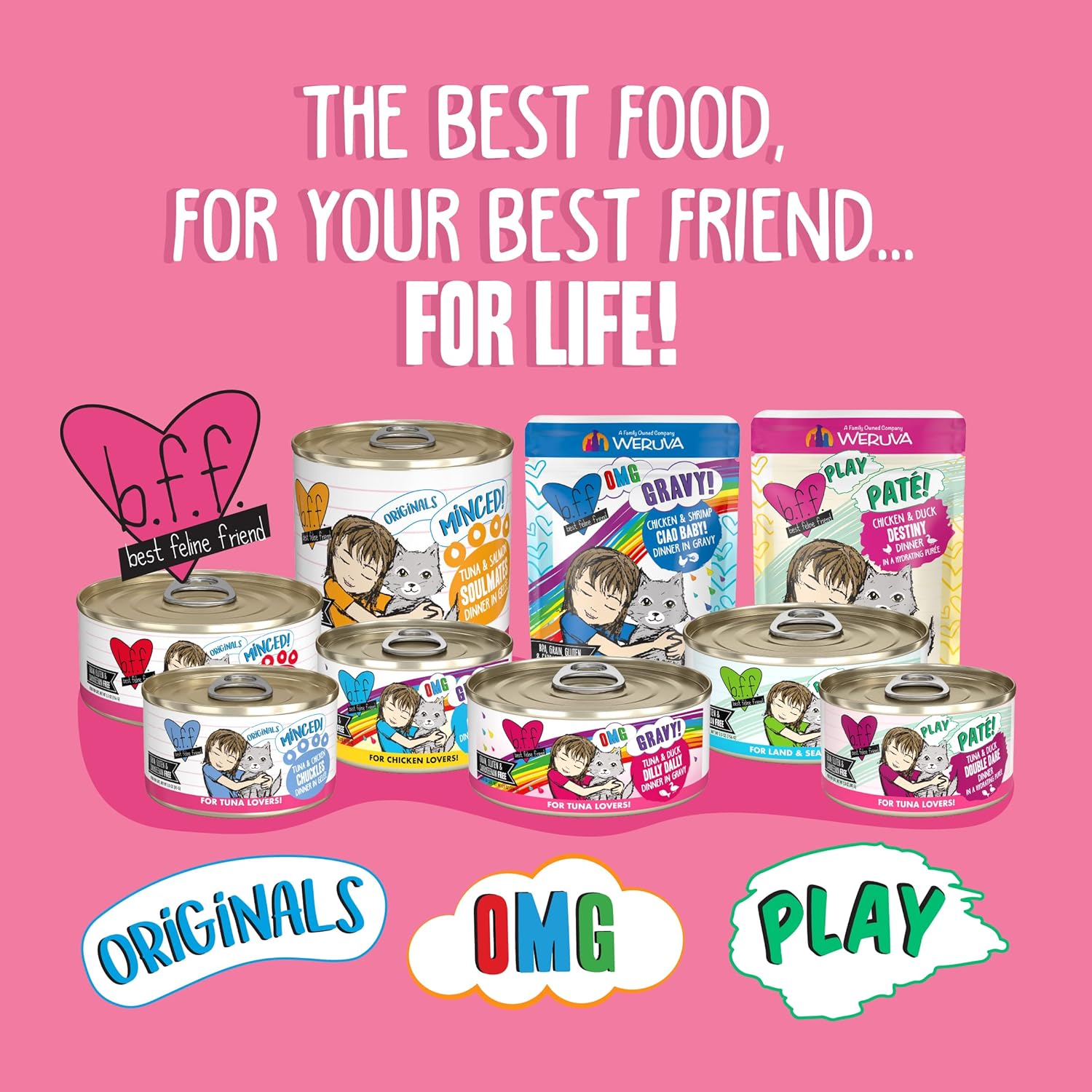 Weruva B.F.F. PLAY - Best Feline Friend Paté Lovers, Aw Yeah!, Tuna & Salmon Oh Snap! with Tuna & Salmon, 2.8oz Can (Pack of 12) : Pet Supplies