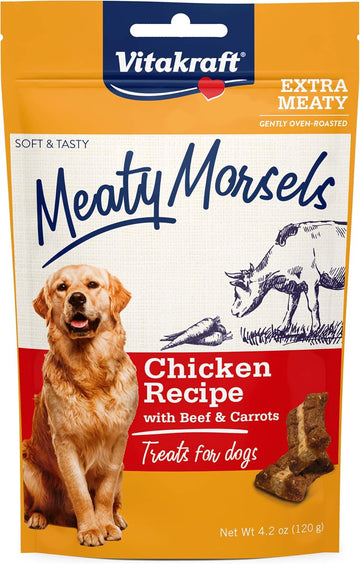 Vitakraft Meaty Morsels Treats For Dogs - Chicken With Beef And Carrots - Super Soft Dog Treats For Training - Two Layers Of Gently Oven-Baked Meaty Goodness