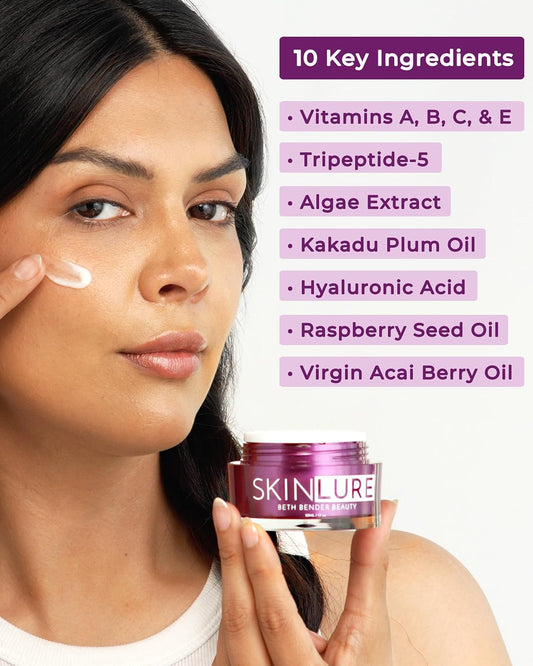 Beth Bender Beauty Skinlure Hydrate + Revive Face Moisturizer With Vitamin C - Anti Aging Facial Cream For Dry Sensitive Skin - 1.7 Oz