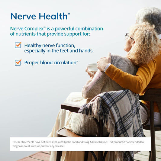 Euromedica Nerve Complex - 60 Capsules - Supports Healthy Nerve Function - Vitamin, Amino Acid & Herb Blend - Supports Healthy Blood Circulation - 30 Servings