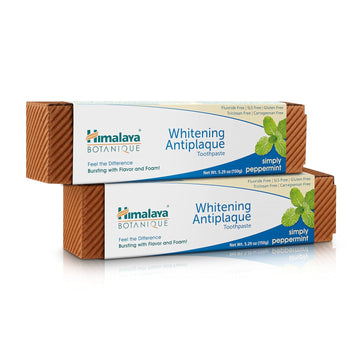 Himalaya Botanique Complete Care Whitening Toothpaste, Simply Peppermint, Fluoride Free For A Clean Mouth, Whiter Teeth And Fresh Breath, 5.29 Oz, 2 Pack…