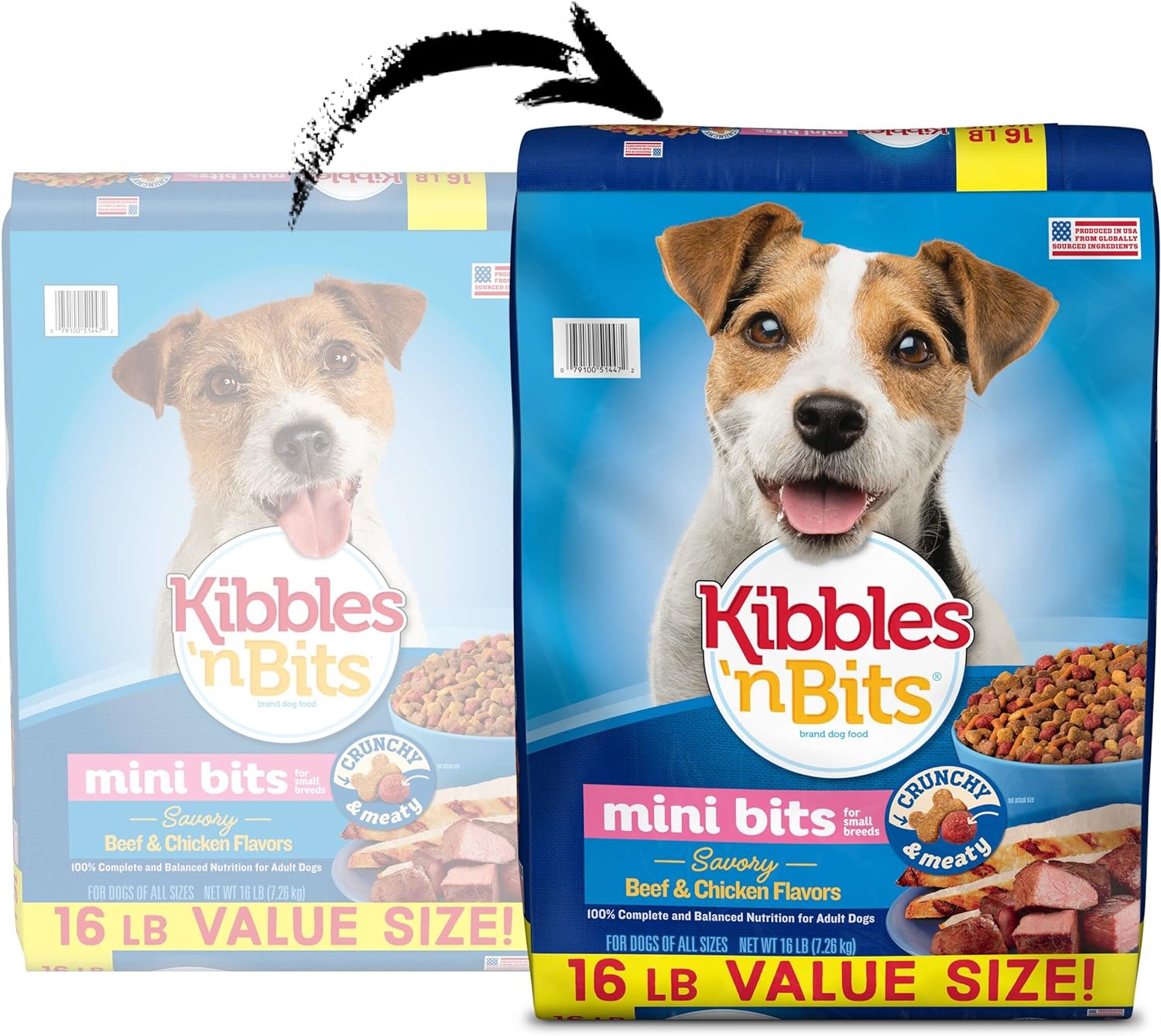 Kibbles 'N Bits Small Breed Mini Bits Savory Beef & Chicken Flavors Dog Food, 16-Pound(Pack of 1) : Pet Supplies