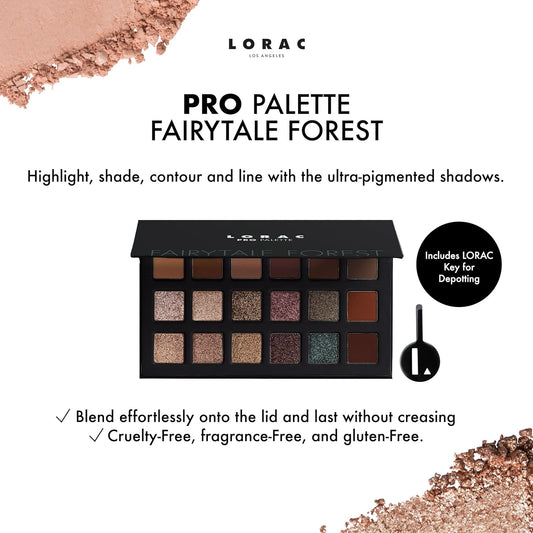 Lorac Pro Eyeshadow Palette, Fairytale Forest | Matte & Shimmer Makeup | Glitter | Mirror Compact | Cruelty Free, Gluten Free, Vegan