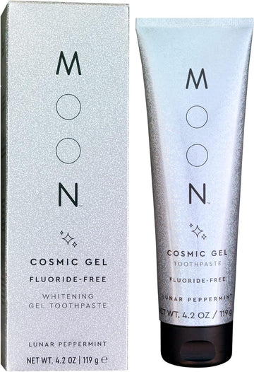 MOON Cosmic Gel Stain Removal Toothpaste, Fluoride-Free, Lunar Peppermint Flavor for Fresh Breath, for Adults 4.2 oz