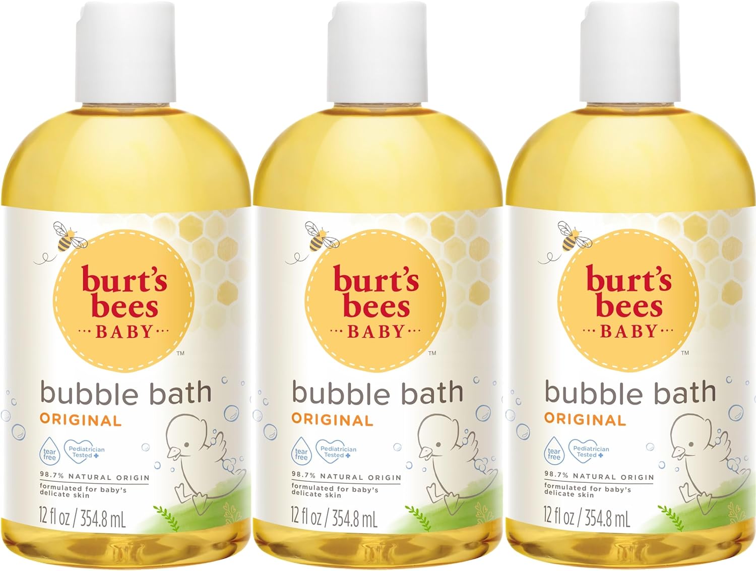 Burt's Bees Baby Bubble Bath Set, 2-in-1 Natural Origin Plant Based Formula for Sensitive Skin, Original Fresh Scent, Tear-Free, Pediatrician Tested, 3 Travel Size Bottles, 36 oz (12 oz 3-Pack)