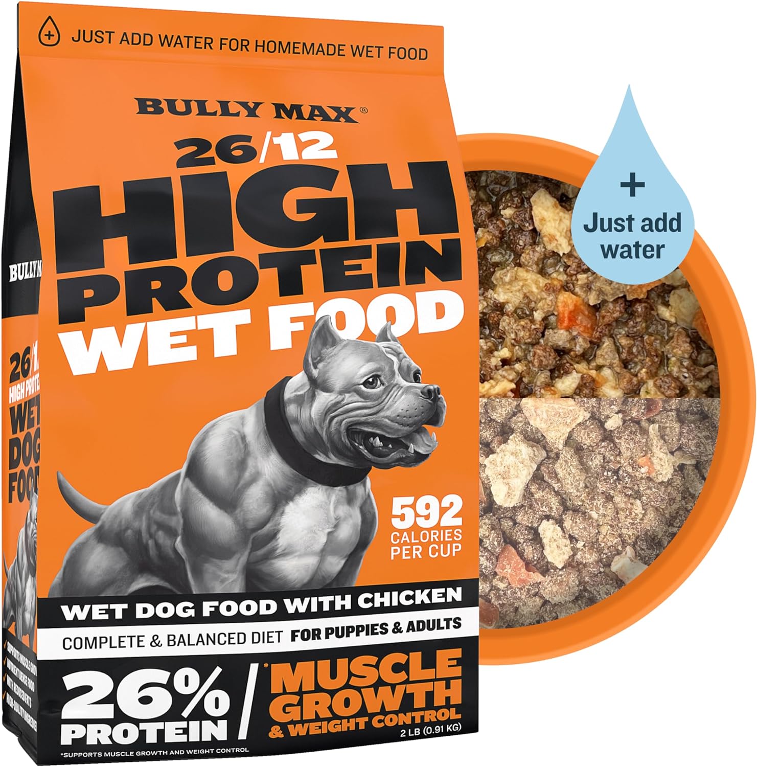 Bully Max Ultimate Puppy & Adult Dog Food Bundle - High Protein & Low Fat 15 lbs Dry Dog Food Plus Instant Fresh Wet Dog Food for Small & Large Breeds - 2 lbs Dehydrated Makes 5.5 lbs Wet Food : Pet Supplies
