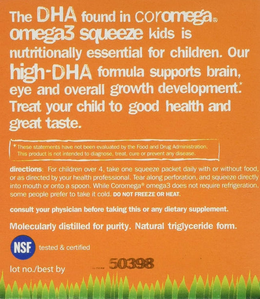 Coromega Kids Omega 3 Fish Oil Supplement, 650mg of Omega-3s, Tropical