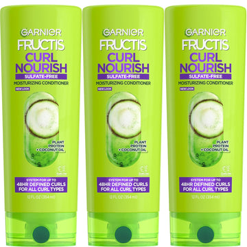 Garnier Fructis Curl Nourish Sulfate Free Moisturizing Conditioner, 12 Fl Oz, 3 Count (Packaging May Vary)