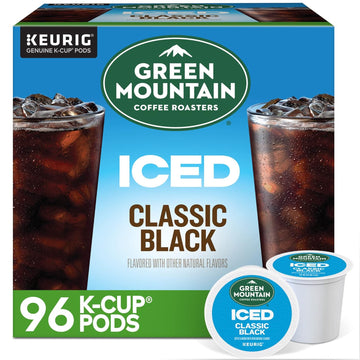 Green Mountain Coffee Roasters ICED Classic Black, Single Serve Keurig K-Cup Pods, Medium Roast Iced Coffee, 96 Count (4 Packs of 24)