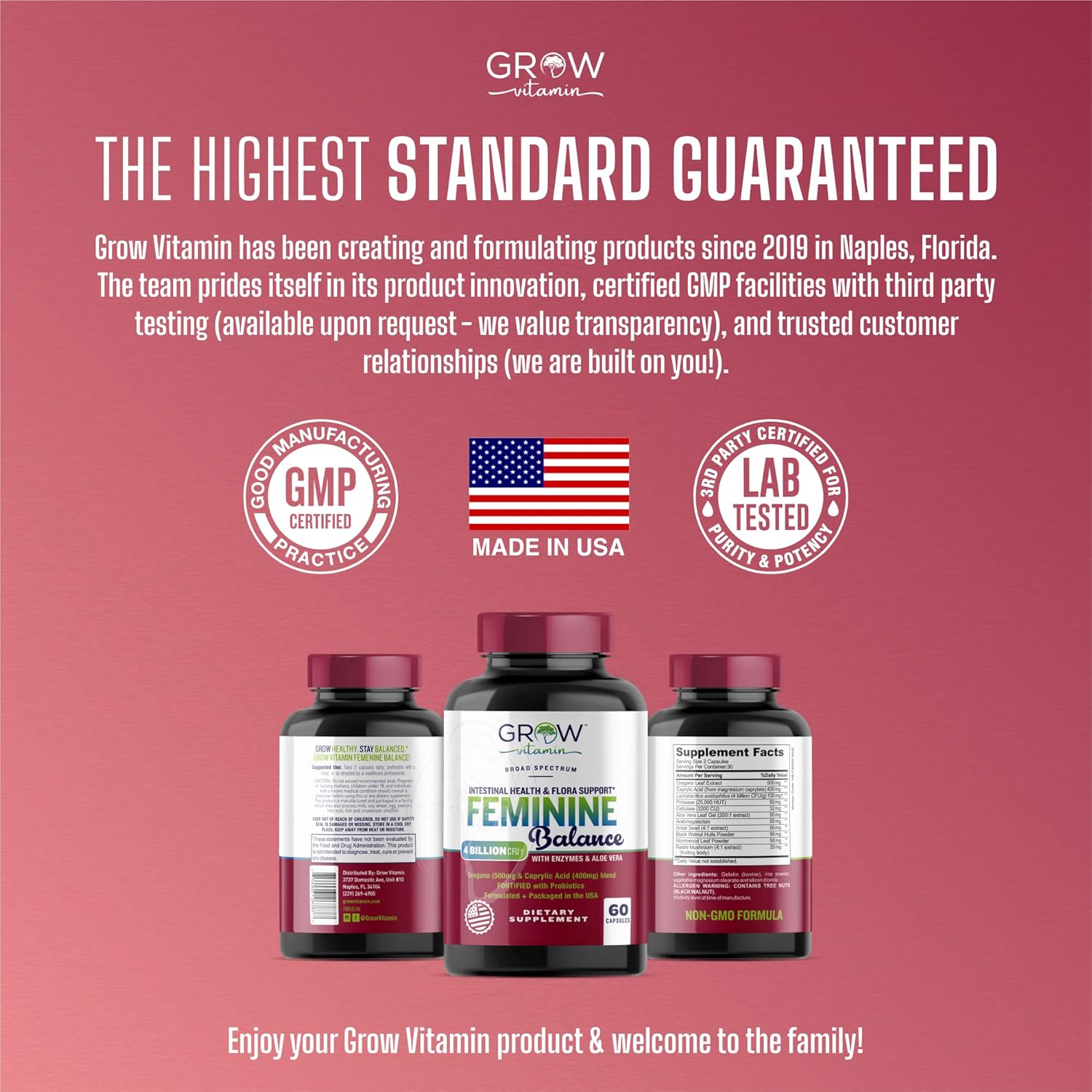 Feminine Balance Complex | Candida Support | Oregano & Caprylic Acid Blend | Vaginal Detox & Cleanse Probiotics | Supports Healthy Intestinal Flora & Immune Function : Health & Household