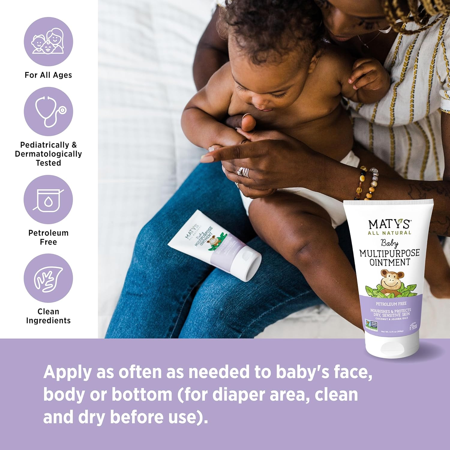 Matys Baby Eczema & Multipurpose Ointment 2pk Combo for Babies 3 months +, Soothe Eczema & Nourish Dry Skin, Steroid/Petroleum free, 3.75oz each Tube : Health & Household