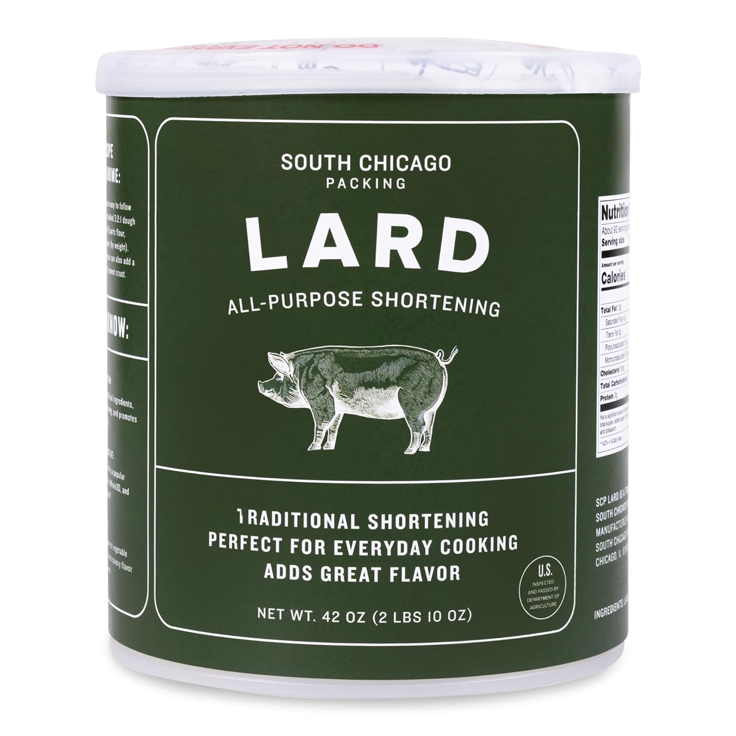 South Chicago Packing Traditonal Lard Shortening, 42 Ounces, Specialty Baking Shortening And Cooking Fat