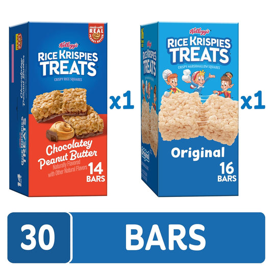 Rice Krispies Treats, Kids Snacks, Snack Bars, Variety Pack (2 Boxes, 30 Bars)