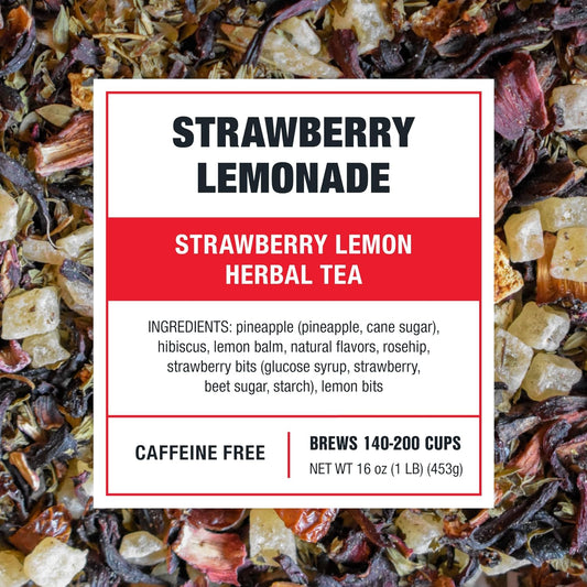 Tiesta Tea - Strawberry Lemonade | Strawberry Lemon Herbal Tea | Premium Loose Leaf Tea | Non-Caffeinated Fruit Tea | Make Hot Or Iced Tea & Brews Up To 200 Cups - 16 Ounce Resealable Bulk Pouch