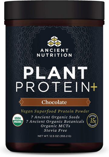 Ancient Nutrition Plant Based Protein Powder, Plant Protein+, Chocolat