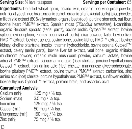 Standard Process Canine Whole Body Support - Multisystem Support Supplement For Canines - Nutritional Powder Supplement For Daily Health Maintenance - Multisystem Supplement Formula - 25 G