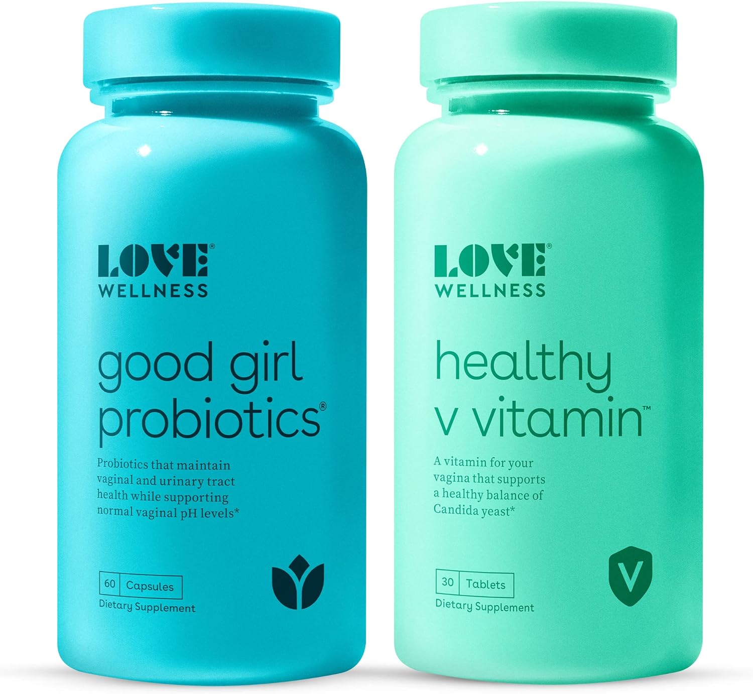 Love Wellness Good Girl Vaginal Probiotics & Women'S Healthy V Vitamin Set | Urinary Tract Health, Ph Balance With Prebiotics & Lactobacillus Blend | Supports Vaginal Health, & Gut Health